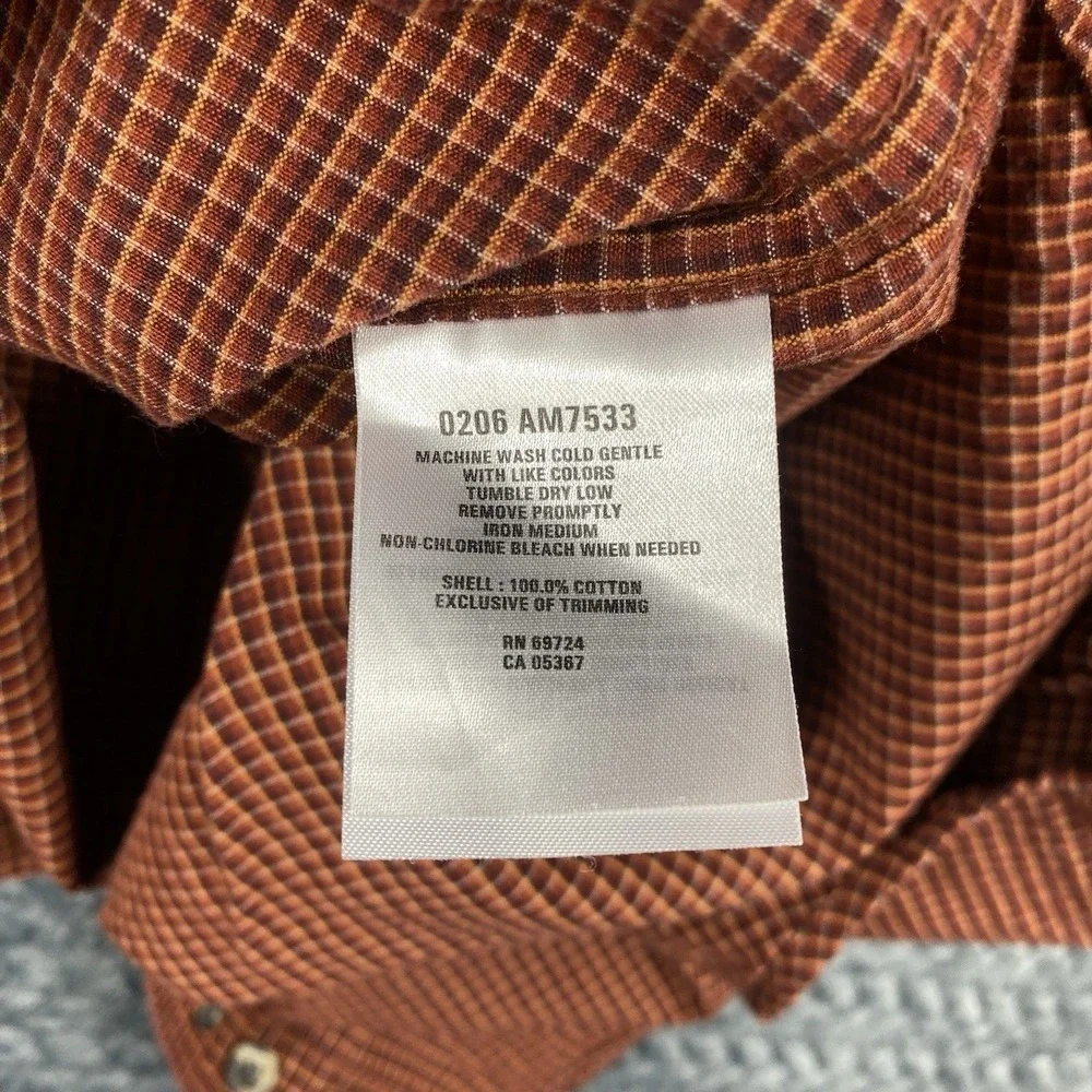 Columbia Orange Plaid Button Down Long Sleeve Shirt Men's Size Large - Picture 7 of 11